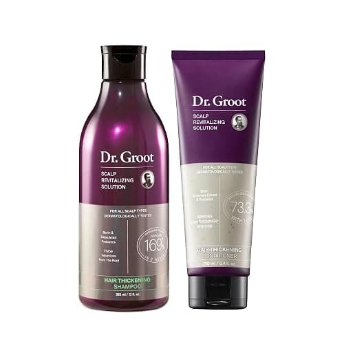 Dr. Groot Thickening Shampoo & Conditioner Set for Hair Loss – Clinical Results with Biotin and Rosemary for Hair Thinning, Shedding, Scalp Repair and Treatment - Image 1
