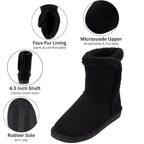 Alpine Swiss Mindy Women’s Winter Boots | Short Faux Shearling Boot | Warm Comfortable Micro Suede | Anti-Slip Sole | Stylish Fall & Winter Footwear thumbnail 2