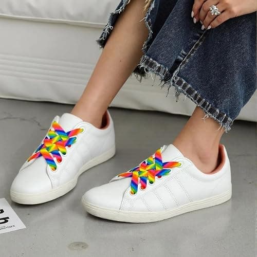 Aqltidiz Rainbow Shoelaces - Colorful Diagonal Shoe Laces - Durability & Strikingly Trendy thumbnail 5