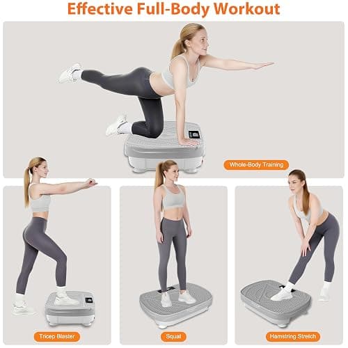 Homesy Vibration Plate Exercise Machine for Lymphatic Drainage | Includes 2 Resistance Bands and Remote, LED display, Anti-slip Suction Cups, Fat Burning, Compact for Home Workouts thumbnail 8