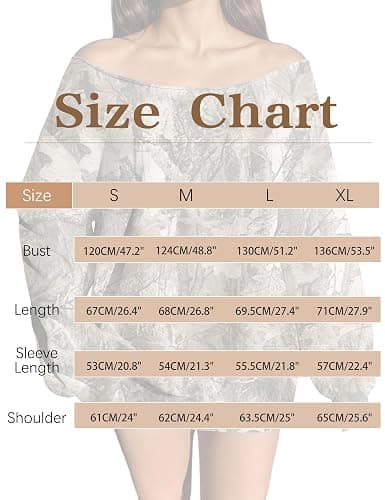 MISSACTIVER Camo Sweatshirt for Women Oversized Fleece Off Shoulder Long Sleeve Maple Leaf Print Pullover Sweater Tops thumbnail 4