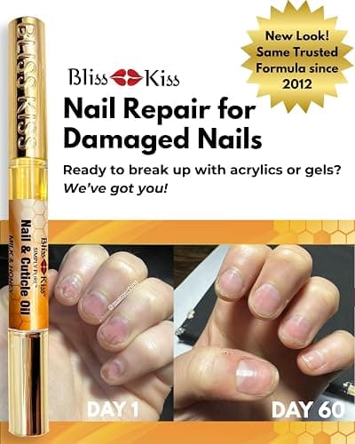 Bliss Kiss | 1 Milk & Honey | Nail Oil Cuticle Pen w/Vitamin E & Jojoba⏤Nail Strengthener Nail Growth Serum for Brittle Peeling Breaking Thin Nails thumbnail 3