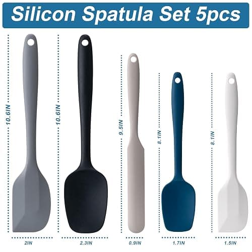 Silicone Spatula Set, 5 Piece Food Grade Rubber Spatulas for Baking, Cooking, and Mixing High Heat Resistant Non Stick Dishwasher Safe BPA-Free (Multicolor2) thumbnail 3