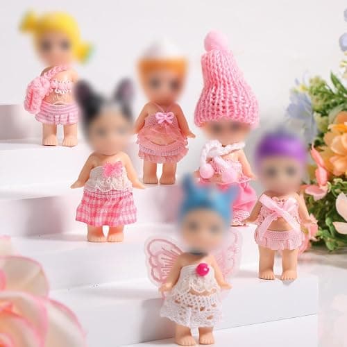 10 Sets Doll Outfits for 3 Inch/7.5-8cm Doll Pack, Mini Toys Clothes Pack with Tops & Skirts & Accessories Mini Figure Costume Clothing for Collector Display and Decoration thumbnail 6