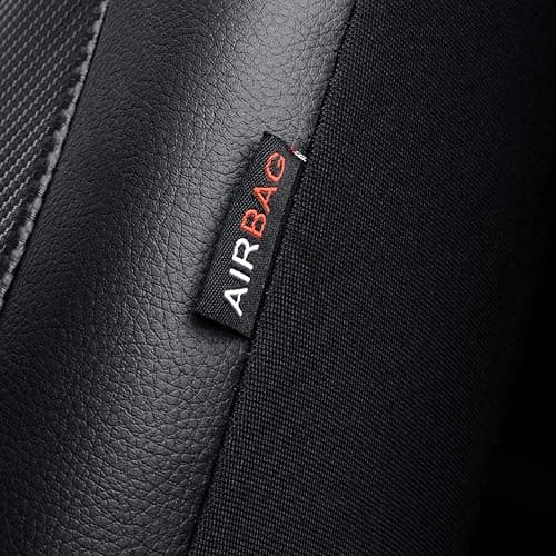 Flying Banner Universal Carbon Fibre Leather Car Seat Covers Airbag Compatible Seat Protector (Full Set, Black) thumbnail 5