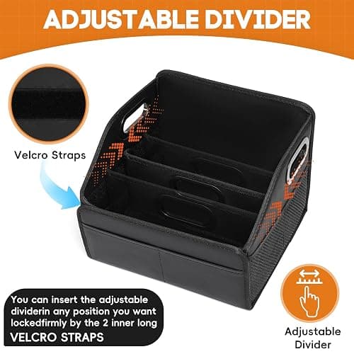 Adullama Car Storage Organizer Reinforced Dividable Leather Car Caddy Basket for Front Seat Floor Back Sturdy Frosted Handle 8 Compartments Adjustable Strap Buckles Slip-Resistant for SUV Truck thumbnail 3