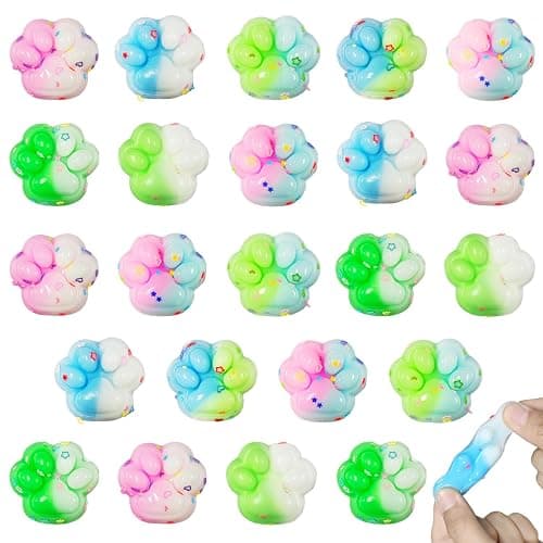 24 PCS cat paws, Taba squishy paw, Cat Paw Fidget Toys,squishy toys with Many Colors. For Kids Adults Boys Girls Birthday Party Anxiety Relaxation Gifts (24pcs-1) - Image 1