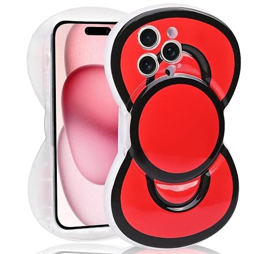 Aleviker Cute Cases for iPhone 13 Pro, 3D Bow Shaped Phone Cover Soft Silicone Protective Phone Case for Girls Women Red - Image 1
