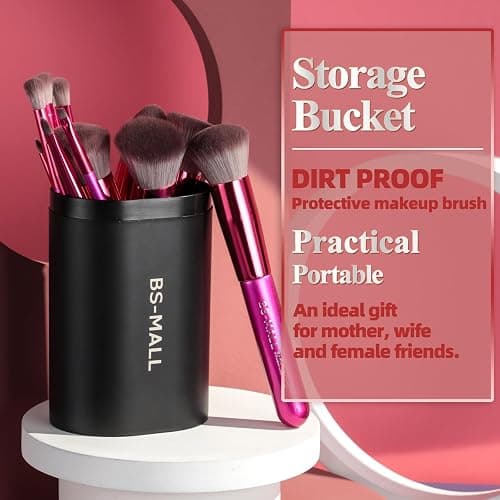 BS-MALL Makeup Brushes 14 pcs Makeup Tools Kit Premium Synthetic Powder Foundation Contour Concealers Lip Brushes with Makeup Sponge & Eyeshadow Applicator Kit thumbnail 2