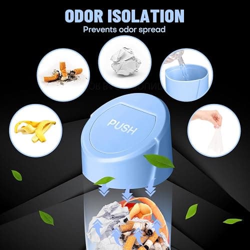 SGLRT Car Trash Can Bin with Lid - 2 Packs Car Garbage Can Cup Holder - Blue Mini Leakproof Vehicle Garbage Bin with 40pcs Trash Bags-Automobile Organizers and Storage for Front Back Seat Accessories thumbnail 4