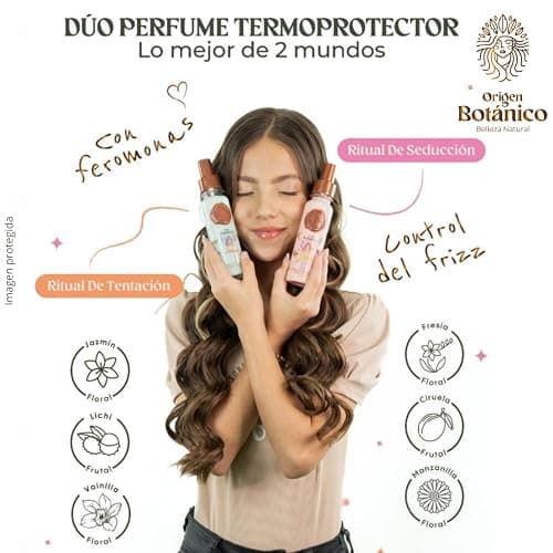 Hair Perfume - DUO Protector Termico para Cabello, Desenredante y Control Frizz Con Feromonas, Protección Solar - Ritual Seducción y Ritual Tentación Floral y Frutal 120ML - Leave in Conditioner Spray thumbnail 5