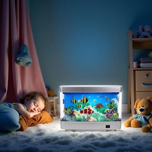 Lightahead Sensory Artificial Aquarium Lamp – LED Virtual Fake Fish Tank with Moving Marine Life Animation Ocean in Motion– Relaxing Ocean Scene Night Light for Kids and Adults (Marine Life A) thumbnail 4