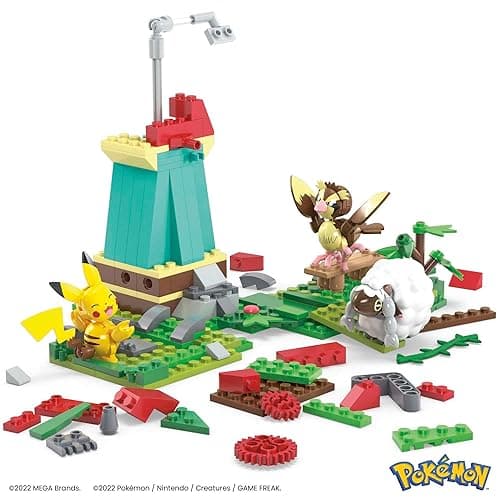 MEGA Pokemon Action Figure Building Toy Set, Countryside Windmill with 240 Pieces, Motion and 3 Poseable Characters, Gift Idea for Kids thumbnail 6