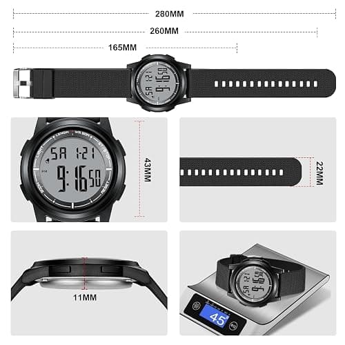 HANPOSH Mens Digital Watch Ultra Thin Minimalist Sports Waterproof Outdoor LED Screen Large Face Wrist Watches for Men with Back Light Alarm Date Stopwatch thumbnail 6