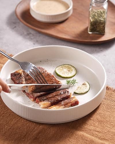 Richmount Star 7.5" Pasta Bowls Set, Salad Bowl Set of 6, Double Reactive Glaze, Stackable, Perfect for Your Friend for Housewarming, Thanksgiving, Christmas, Matte White (Full Glaze) thumbnail 7