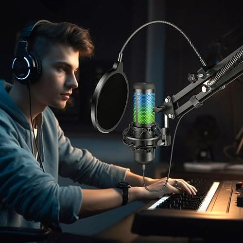 Aokeo Professional Microphone Pop Filter Mask Shield For Blue Yeti and Any Other Microphone,Mic Dual Layered Wind Pop Screen With Flexible 360° Gooseneck Clip Stabilizing Arm thumbnail 8