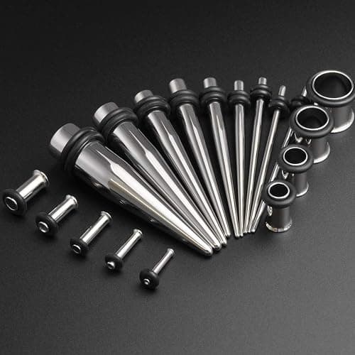 PLEASE HEKEUOR 38PCS 16g-00g Surgical Steel Ear Stretching Kit Tunnels and Tapers Set thumbnail 5