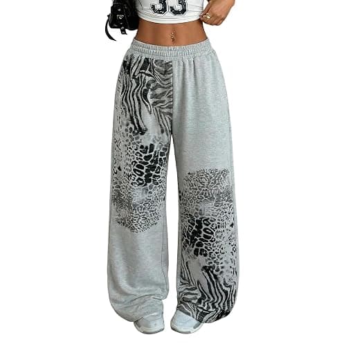 ZAFUL Womens Wide Leg Sweatpants Y2K Gothic Graffiti High Waisted Lounge Pants Athletic Joggers Pants with Pockets - Image 1