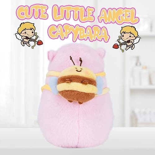CHDBLOCK Capybara Plush Toy - 9 Inch Kawaii Capibara Stuffed Animal with Bee Backpack, Cute Pink Capybara Plushie Doll Pillow for Kids and Adults thumbnail 5