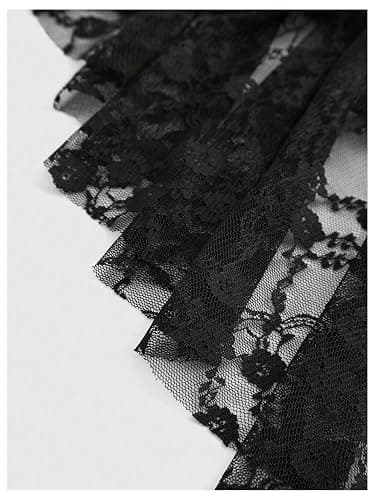 Verdusa Women's Goth Gothic Lace Fishtail Skirts Ruffle Vampire Bodycon Long Skirt thumbnail 4