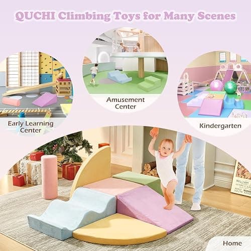 QUCHI Climbing Toys for Toddlers, Toddler Climbing Toys Indoor, 7-Piece Soft Foam Climbing Blocks Set, Toddler Playtime Corner Climber Indoor Foam Play Gym for Climbing Crawling and Sliding thumbnail 7
