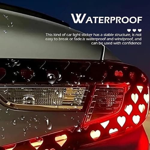 Bawkars 2 PCS Car Heart Rear Tail Light Stickers, 18.9" L x 11.81" Waterproof Heart Pattern Taillight Stickers, Self-Adhesive PVC Cute Decorative Decals, Universal for Most Cars (Black) thumbnail 5