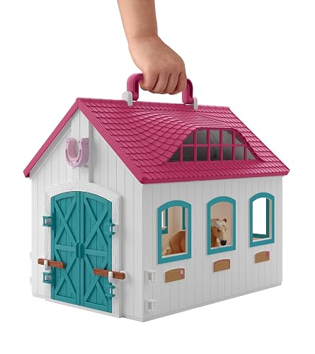 Schleich Horse Club - 60PC Little Horseshoe Open Stable Playset - with 2 Horse Figurines, Action Figure, Stable and Accessories - Toy Horses for Girls and Boys - Kids Ages 5+ | 42703 thumbnail 9