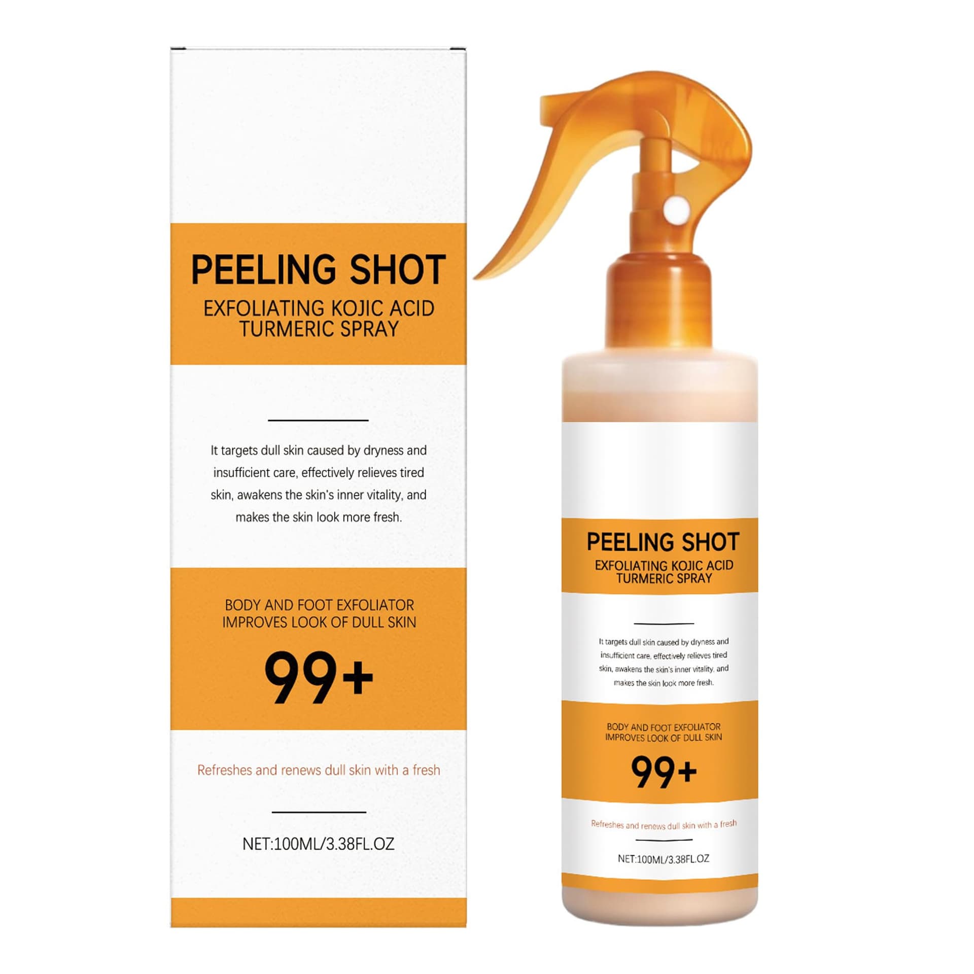 Peel Shot Keratin Care Kojic Acid Turmeric Spray, Body Peel Shot Turmeric Spray,Exfoliating Peeling Solution, Hydrating Formula for Smoother,Brighter Skin - Image 1