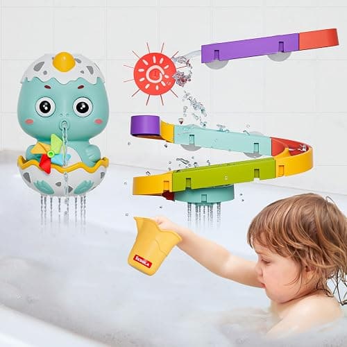 DOLIVE Bath Toys for Toddler 1-3, Kids Bathtub Time, Slide Wall Track for 1 2 Year Old, Dinosaur Spinning Toys 12-18 Months , Fun Birthday Gift for Baby Boys & Girls thumbnail 2