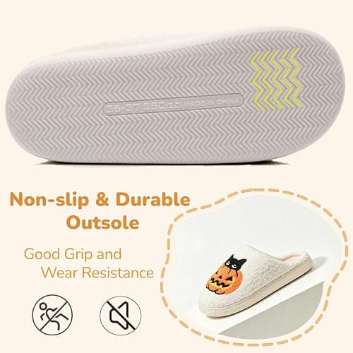 Cute Fuzzy Slippers for Women Men Memory Foam House Shoes indoor outdoor | Non Slip lightweight sole,Indoor and Outdoor,Machine-washable,Slip-on Bedroom Slides,Gift for womens thumbnail 4