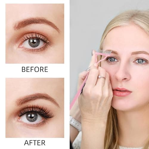 2 Pcs Eyelash Separator Tool Mascara Brushes Eyelash Comb Separator Definer Lash Comb for Combing, Separating Lashes - Light Pink thumbnail 7
