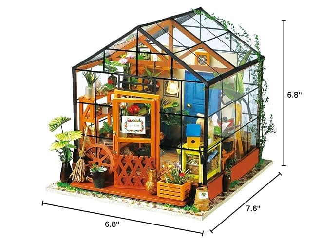 Rolife DIY Miniature House Kit-Mini Diorama 1/18 Greenhouse Dollhouse Building Kit with LED, Crafts for Adults Christmas Birthday Gift for Women Adults Dad Mom Home Decor (Cathy's Flower House) thumbnail 2