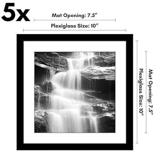 Americanflat 10x10 Picture Frame with Polished Plexiglass - Set of 5 - Use as 8x8 Frame with Mat or Display 10x10 Photo Without Mat - Galleria Collection - Square Frames for Tabletop or Wall - Black thumbnail 3