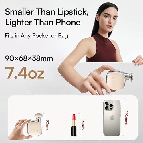 INIA PocketForce Mini Massage Gun - 75% Smaller, High-Power Percussion for Full Body Relief, Portable Deep Tissue Massager Gun with Leather Case & 3 Heads for Travel & Office Use, Gifts for Men Women thumbnail 2