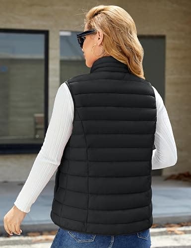 MAGCOMSEN Women's Puffer Vest Lightweight Stand Collar Zip 4 Pockets Puffy Vests Sleeveless Quilted Padded Outerwear thumbnail 2