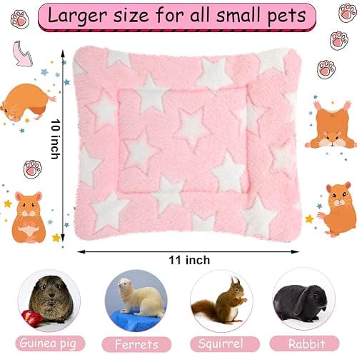 Jetec 3 Pcs Bunny Guinea Pig Beds Soft Bunny Mats Warm Guinea Pig Mat Small Animal Bed Pads Fleece Sleeping Pads for Indoor Rabbit Hamster Squirrel Hedgehog Chinchilla(Fleece,Star,Blue) thumbnail 2