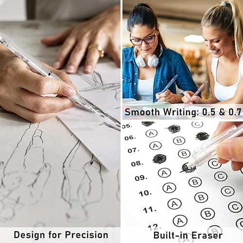 Four Candies Mechanical Pencil Set with Case, 6PCS Aesthetic Mechanical Pencils 0.5 & 0.7mm with 360PCS HB Lead Refills, 3PCS Erasers, 9PCS Eraser Refills for writing, drawing and sketching - 0.5mm + 0.7mm thumbnail 9