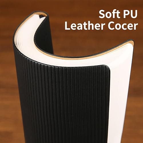 TSFPapier Lined Journal Notebook for Work College Ruled Note Book 5.79"x8.27" A5 PU Leather Daily Journaling 216 Pages for Women Men Writing Home School Supplies Business (Black) thumbnail 5