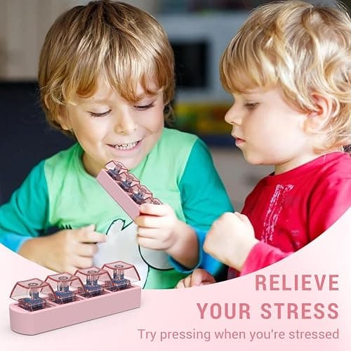 FunnAura Keyboard Fidget Toy with LED, 4 Button Keychain Toys Gift for Boys Girls(Pink) thumbnail 7