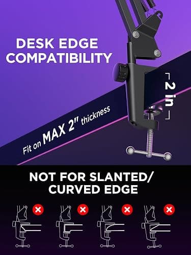 InnoGear Boom Arm Microphone Mic Stand for Blue Yeti HyperX QuadCast SoloCast Snowball Fifine Shure SM7B and other Mic, Medium thumbnail 6
