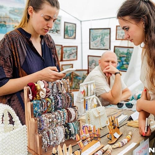 PH PandaHall 7 Tier Wood Bracelet Holder Jewelry Display Stand Bracelet Bangle Scrunchie Organizer Watch Display Stand Accessory Display Storage Organizer for Vendors Selling Craft Show Home, Brown thumbnail 7