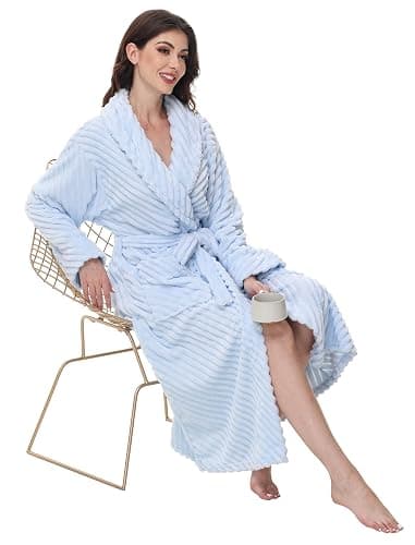 Yurhap Premium Robes for Women - Super Soft Cozy Fleece Womens Robe Plush Long Bathrobe thumbnail 5