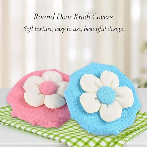 SkykS Door Knob Covers - 2 Pcs Soft Round Door Knob Protectors, Handcrafted with Cotton and Sponge, Anti-Slip (Pink) thumbnail 7