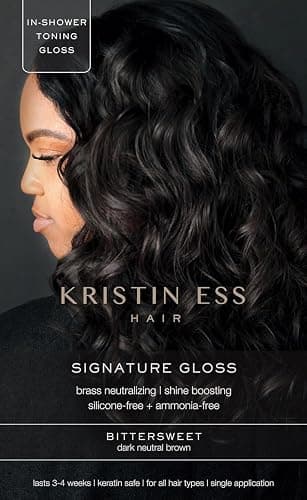 Kristin Ess Hair Gloss in Bittersweet Dark Brunette - 4 Wk Semi Permanent Hair Color for Women - Dark Brown Color Depositing Conditioner & Toner for Vibrant Color + Shine - Hair Dye Glaze - Vegan - Image 1