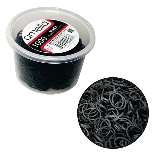 Amelia Beauty 1000 Count Small Rubber Bands for Hair – ½" Black- Made in USA - Recloseable Container - Mini Hair Elastics for Braids, Ponytails, Cornrows & Twists – Strong Hold Ponytail Holders - Image 1