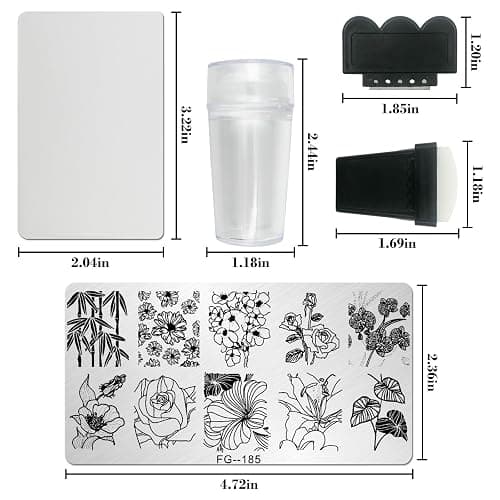 AddFavor Nail Stamper Kit 7pcs Nail Stamping Plates Flower Leaf Maple Nail Stencils with 2 Stamp and 2 Scraper for Home Salon Manicure Design Supplies Tools thumbnail 3