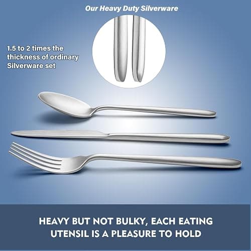 Heavy Duty Silverware Set, EIUBUIE 40-Piece Premium Stainless Steel Flatware Sets For 8, Matte Brushed Finish Cutlery Tableware Modern Kitchen Utensils Set for Home Restaurant, Dishwasher Safe thumbnail 4