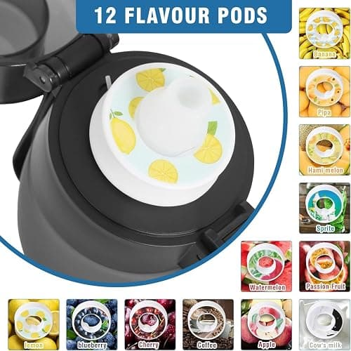 DJPP Air Scent Water Bottle with 12 Flavor Pods 650ML Drinking Water Cup 0% Sugar BPA Free With Straw Sports Water Bottle Suitable for Outdoor(Mattle Black Bottle + 12 Scent Pods in Random) thumbnail 7