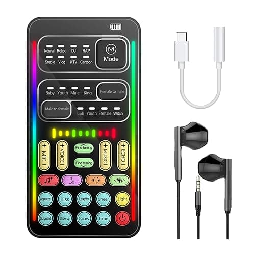 DIANMO Game Voice Changer, Audio Mixer, i9Live Sound Card kit (Including Headphones and 2 converters), Suitable for PS4/PS5/Xbox One/PC/Phone/Laptops., ferrous - Image 1