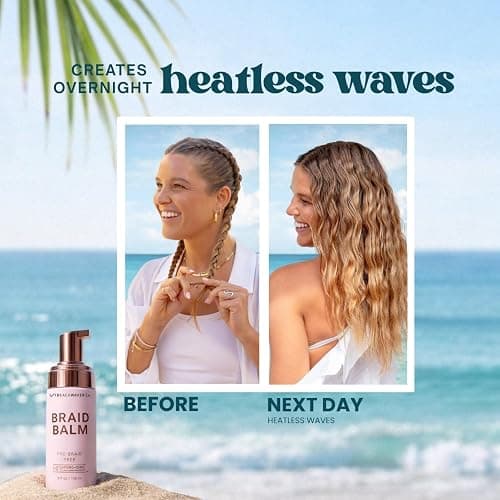 The Beachwaver Co. Braid Balm Pre-Braid Prep - Full Size (4 Fl Oz) | Frizz-Taming Primer Foam | Strengthen and Reduce Flyaways w/HiX Vegan Bond Multipliers - For All Hair Types | Bondi Beach Day thumbnail 9